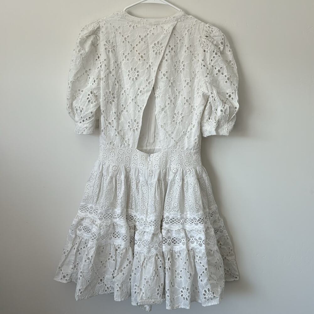 Maje White Lace Embroidered Floral Eyelet Mini Dress Size: 2 - Picture 9 of 12